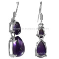 925 Sterling Silver Prom Set with Amethyst Gemstone Pear Shape Designer Earrings